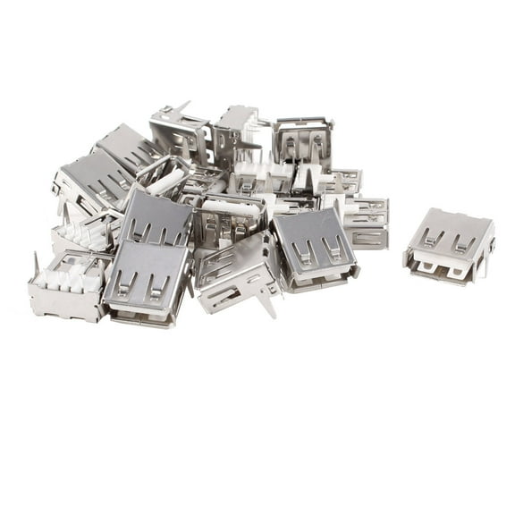 Unique Bargains 20pcs 90 Degree 4 Pins DIP Through Point USB A Female Plug Jack Socket