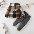 thumbnail image 3 of 12 Months Baby Boys Clothes 18 Months Boys Fall Winter Pant Set Toddler Boys Long Sleeve Hooded Plaid Top Pants 2PCS Set Gray, 3 of 8