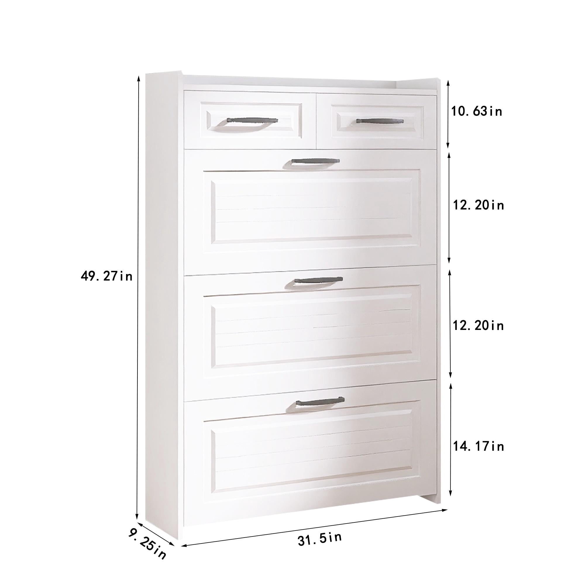 PORKISS Shoe Cabinet, Wooden Entryway Cabinet with Doors and Drawers, 49.2'' Shoe Storage with Large Space, Freestanding Shoe Rack for Home, White
