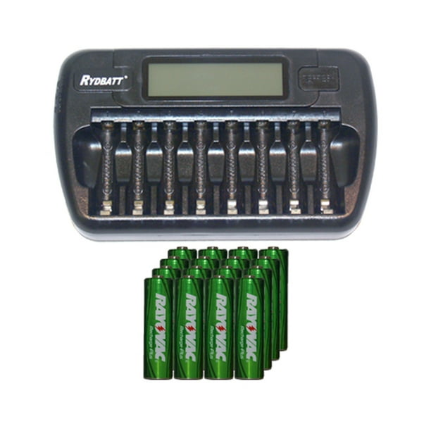 Chargeur de Batterie 8 Baies AA / AAA LCD + Batteries Rayovac NiMH 16 AA 2400 mAh