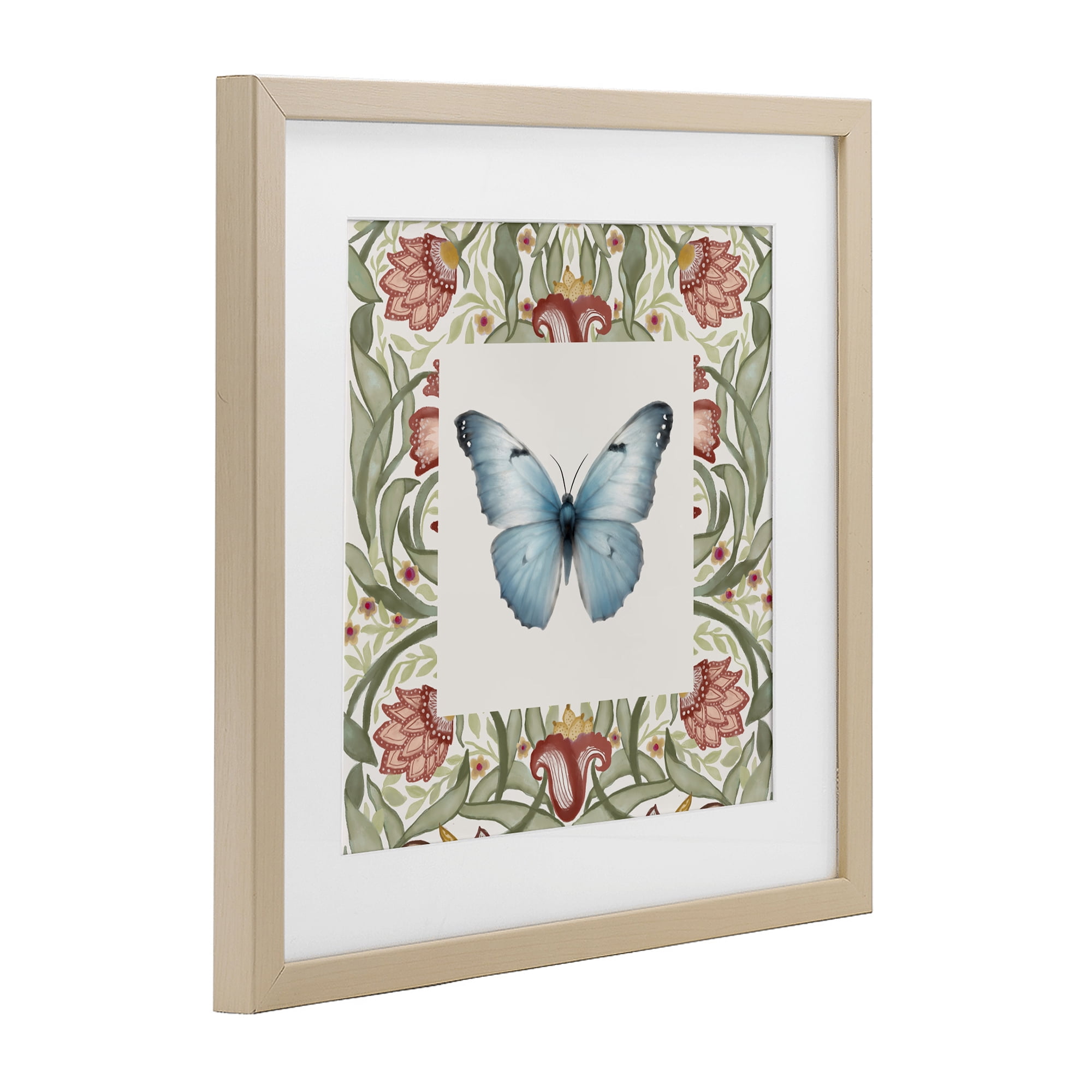 Stupell Industries Baroque Butterfly Vintage Flowers Birch Framed Print Under Glass, design by Elizabeth Medley