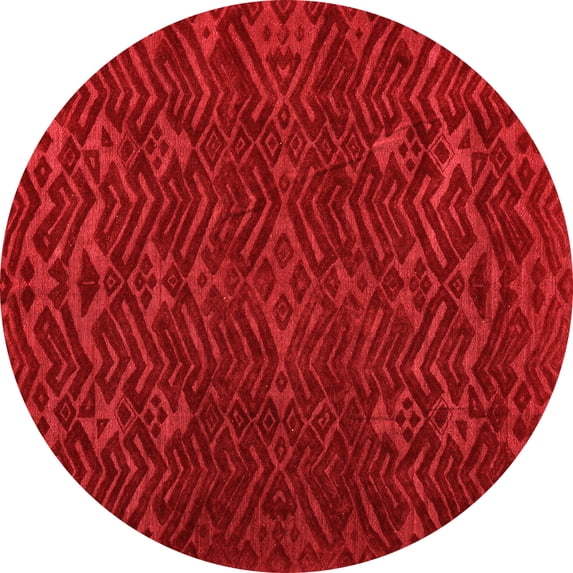 Ahgly Company Indoor Round Abstract Orange Modern Area Rugs, 3' Round
