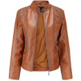 thumbnail image 1 of Chaqueta motera de cuero sintético para mujer, 1 of 2