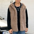 thumbnail image 3 of ZCFZJW Faux Fuzzy Vest Men Winter Warm Sleeveless Open Front Cardigan Sherpa Fleece Jacket Stand Collar Jacket Thermal Vest Casual Winter Jacket Khaki#01 XL, 3 of 9