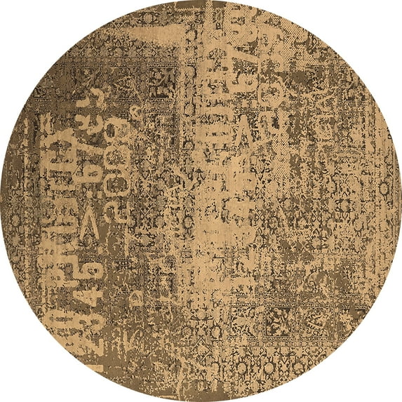 Ahgly Company Indoor Round Oriental Brown Industrial Area Rugs, 3' Round