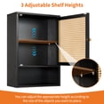 thumbnail image 6 of Garvee Bathroom Wall Cabinet, Bamboo Over-The-Toilet Storage Organizer with Rattan Doors and Adjustable Shelf, Space Saver Medicine Cabinet for Laundry, Kitchen, Living Room and Home Office Black, 6 of 9