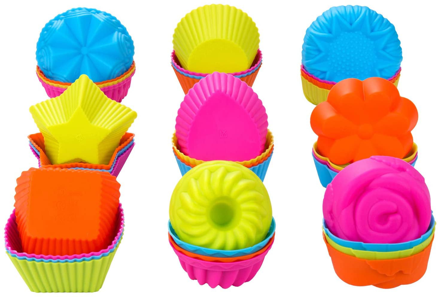 Silicone Cupcake Baking Molds Non Stick Cake Cups Sets Muffin Liners 36 Pack