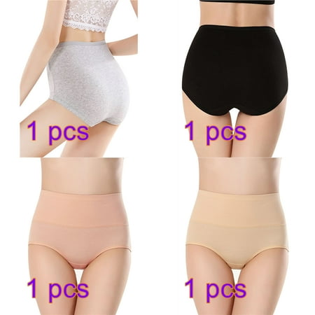 

10pcs Women Underwear High Waist Cotton Panties Girl Pregnant Ladies Elastic Solid Color Briefs Mixed color 3XL