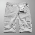 thumbnail image 1 of SDNall Men Casual Solid Zipper Button Pockets Elastic Waist Cropped Cargo Shorts, 1 of 9