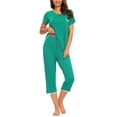 thumbnail image 3 of MINTLIMIT Ensembles de Pyjama Unis Hauts à Manches Courtes et Pantalons Capri pour Femmes, 3 of 5
