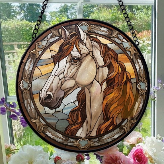 Hanging Stained Glass for Windows Horse - Stained Glass for Windows Horse, Festival Gift Ornament, Brightens Any Space with Light, Elegant Art Glass Aesthetic
