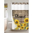 thumbnail image 6 of No Hook Shower Curtain with Snap in Liner, Watercolor Sunflower Blessed Quote Waterproof Bath Curtain Double Layers with See Through Top Window, Farm Brown Wood Board Hotel Shower Curtains 36x72in, 6 of 9