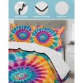 thumbnail image 4 of Colorful Tie-Dye Queen Size Down Alternative Comforter, Lightweight Comforter Quilt Bedding Set with Pillow Shams Ethnic Modern Abstract Watercolor All Seasons Bed Comforter Duvet Insert 90"x96", 4 of 7