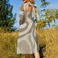 thumbnail image 5 of Abstract Beige Brown Swirl Art Flare Dress Square Neck Dress Elegant Female Fashion Printed Dress, 5 of 9