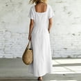 thumbnail image 6 of Karymi Maxi Dress, Square Neck Short Sleeve Casual Long Dress with Pockets and Long Side Slit, Solid Summer A-Line Flowy Dress Spring Dresses, 6 of 6