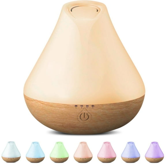 Noahstrong 100ml Essential Oil Diffuser, Woodgrain Aromatherapy Oil Diffuser Humidifier, Timer Setting Waterless Auto Shut-off for Room Bedroom Home Office