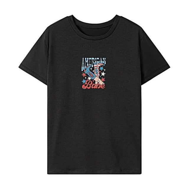 Camiseta para mujer, disfraz de verano, camiseta informal con cuello redondo para uso diario y desplazamientos XL