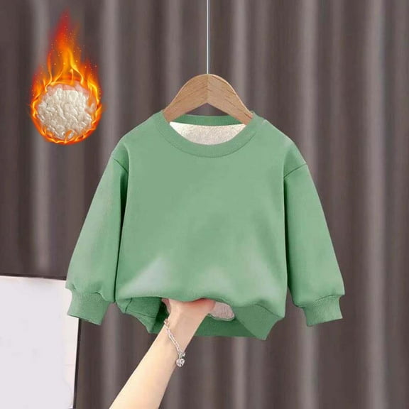 dazeni Toddler Boys Fleece Lined Pullover Warm Casual Basic Tops Solid Long Sleeve Ctrwneck Sweatshirts 2 Years