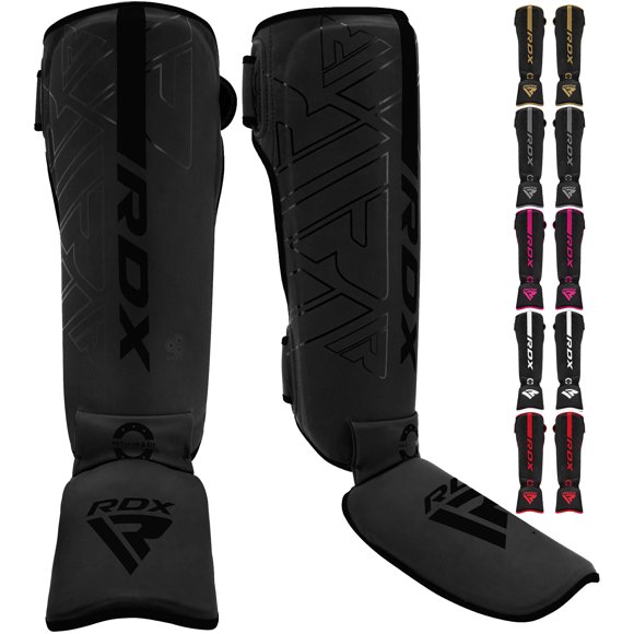 RDX Shin Guards for Kickboxing, Maya Hide Leather KARA Instep Foam Protection, Red, Medium