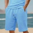 thumbnail image 2 of USNSM Mens Casual 7" Shorts Summer Solid Color Jacquard Drawstring Elastic Waist Beach Sweat Shorts Texture with Pockets Blue XXXL, 2 of 6