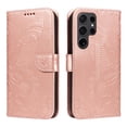 thumbnail image 2 of Compatible With Samsung Galaxy S25 Ultra Wallet Phone Case,Embossed Butterfly Designing,With Wrist Strap,Card Slots,Kickstand,PU Leather Flip Shockproof Anti-fall Phone Case Cover,Rosegold, 2 of 9