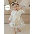 thumbnail image 4 of Newborn Baby Girl Lace Romper Dress Embroidery Butterfly Long Sleeve Ruffle Mesh Tutu Dress 3 6 12 18 Months Cute Jumpsuits with Headband, 4 of 9