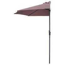 9 ft Half Round Outdoor Patio Umbrella, Umbrella with Crank and 5 ribs, Suitable for Café, Deck, Wall, Balcony, Window, Or Terrace (Tan)