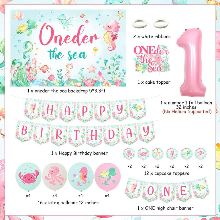 Under the Sea First Birthday Decorations for Girls Ocean Themed