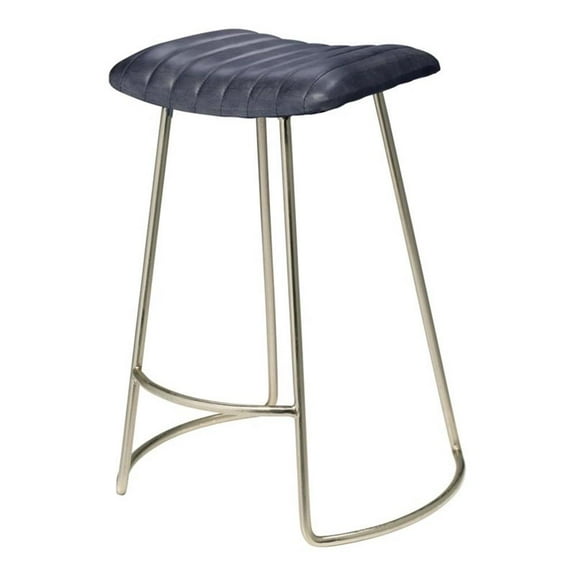 Eden Home Transitional Leather and Iron Counter Stool in Gray/Nickel