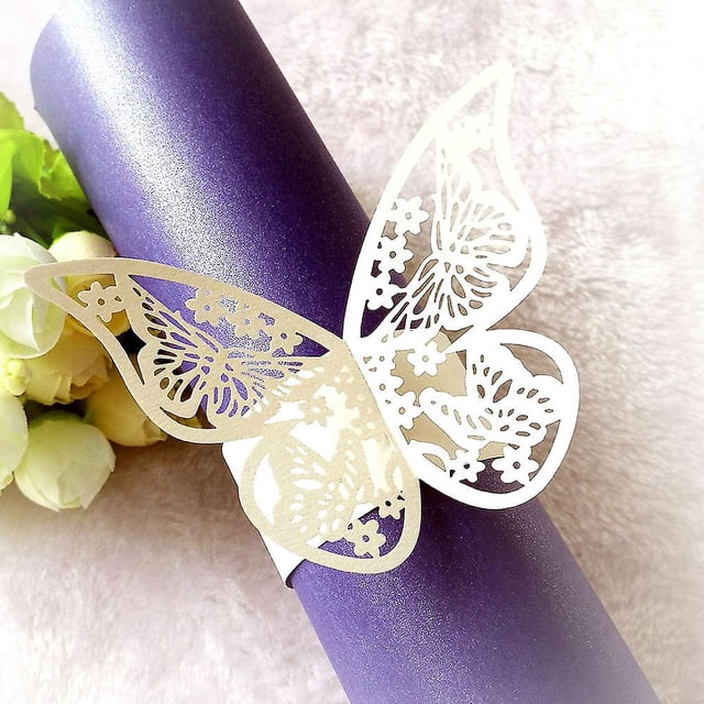 Butterfly Napkin Ring Wedding Towel Rack Pearlescent Paper Buckle Tableware
