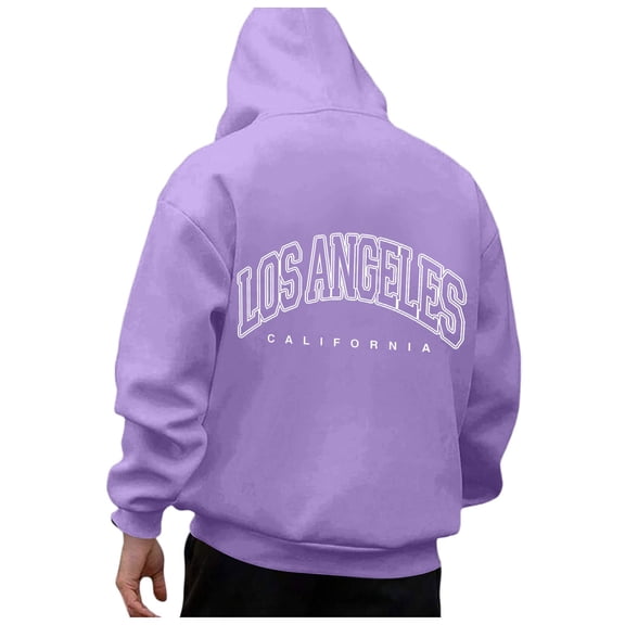 kpoplk Mens Hoodies Pullover Graphic, Men's Active Hoodies Lined Sweatshirts Casual Athletic Workout Pullover with Kangaroo Pocket(Light Purple,XL)