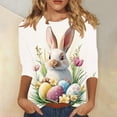 thumbnail image 1 of TaTaai Women's Loose Fit Easter Printed Top 3/4 Sleeve Round Neck Casual T Shirt Fashion Pullover Soft Comfortable Blouse for Spring Summer Daily Vacation Gift, 1 of 5