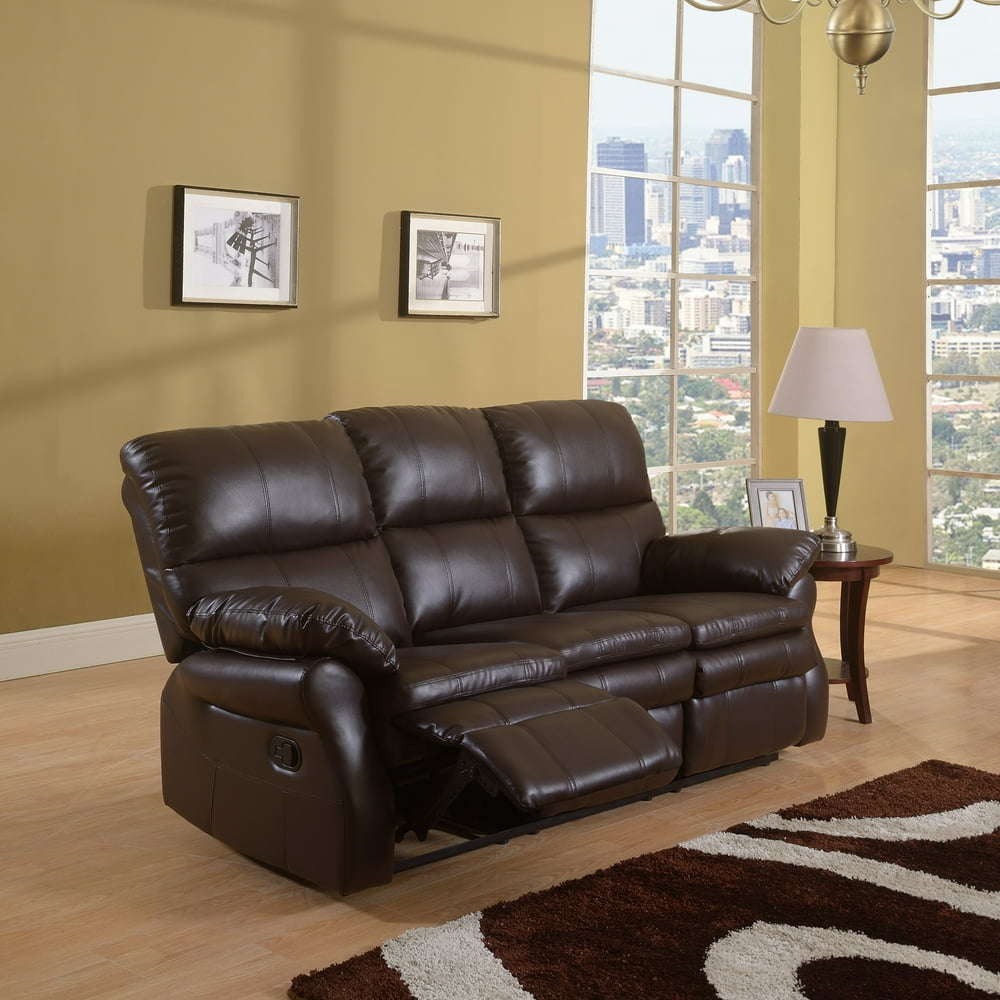 Classic Bonded Leather Double Recliner Sofa