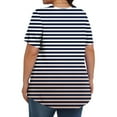 thumbnail image 4 of ZQUUVOU Women's Summer Top Plus Size Short Sleeve Solid Stripe Round Neck Front Fold Blouse White, 4 of 6