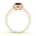 thumbnail image 2 of ANGARA Natural Oval 1.25 ct Ruby Split Shank Halo Engagement Ring in 14K Yellow Gold for Women (Size-8x6mm) | July Birthstone, Birthday, Anniversary, Jewelry Gift for Women | Natural Ruby Ring, 2 of 9