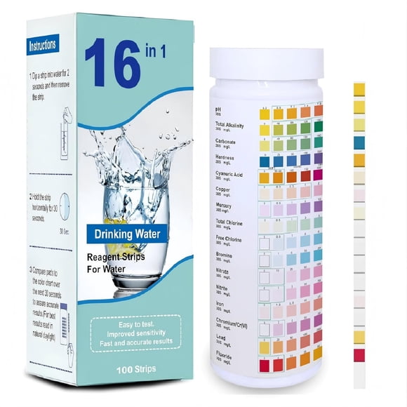 Kit de prueba de agua Yiffer 100 tiras 16 en 1