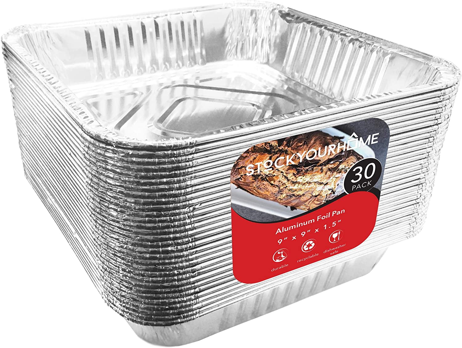 15 Pack Gold Aluminum Pan 9 x 13 Inches with Clear Lids Disposable Aluminum  Foil Baking Pans Foil Pans Microwave Oven Safe for Cooking Heating Baking