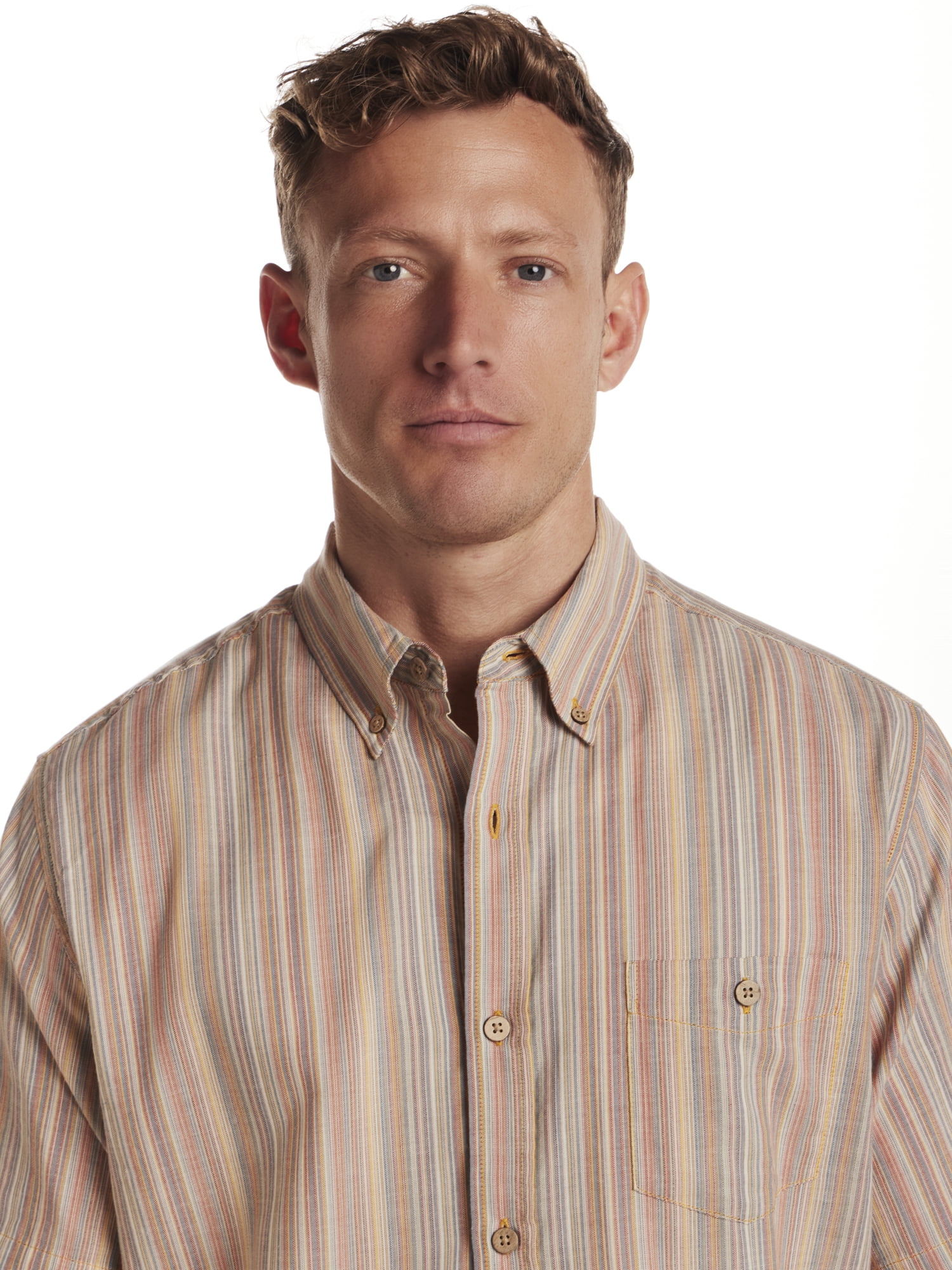 Frontier Threads Men's Short Sleeve Stripe Buttondown Shirt