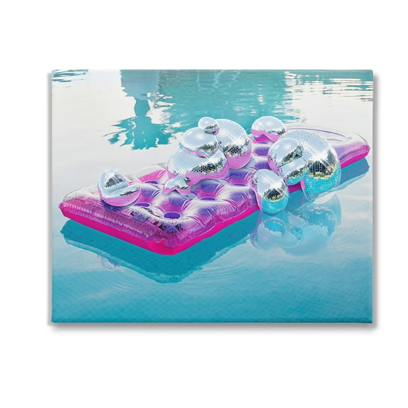 Stupell Industries Summer Pool Disco Balls Abstract Painting Gallery Wrapped Canvas Art Print Wall Art, 20 x 16