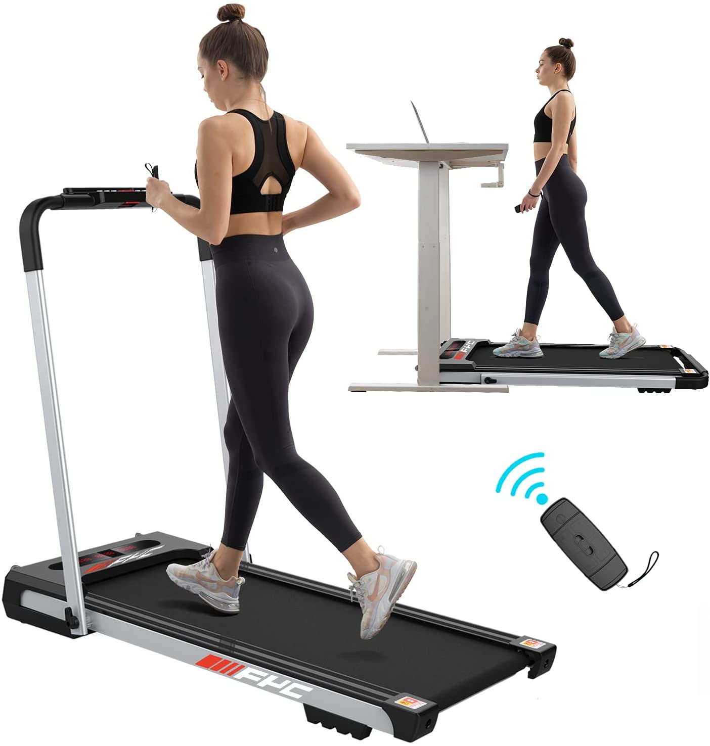 Under Desk Electric Treadmill Installation-Free,Walking Jogging Machine for Home/Office Use Motorized Running Machine with Bluetooth Folding Treadmill 