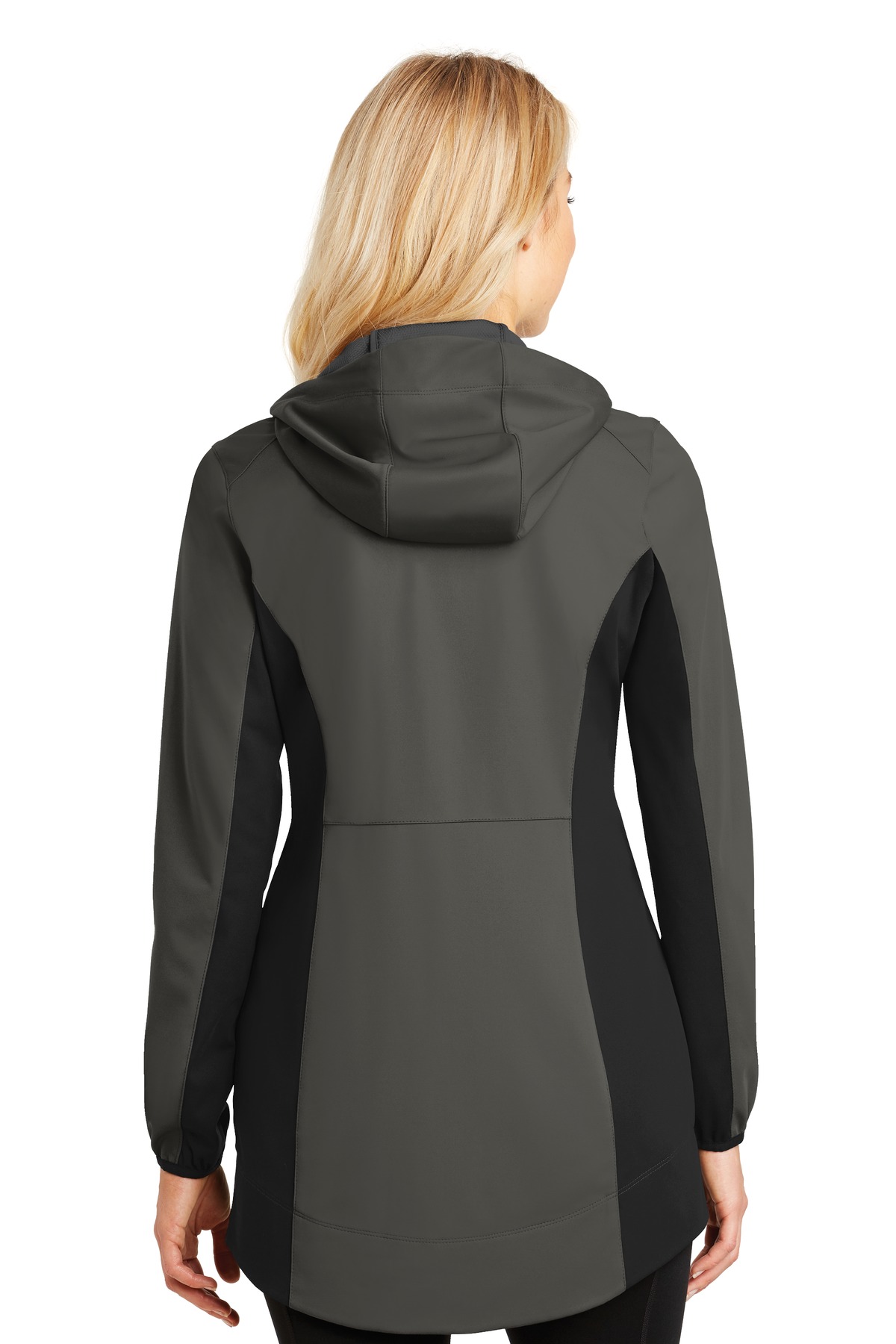 Port Authority Ladies Active Hooded Soft Shell Jacket-L (Grey Steel/ Deep Black) - image 2 of 6