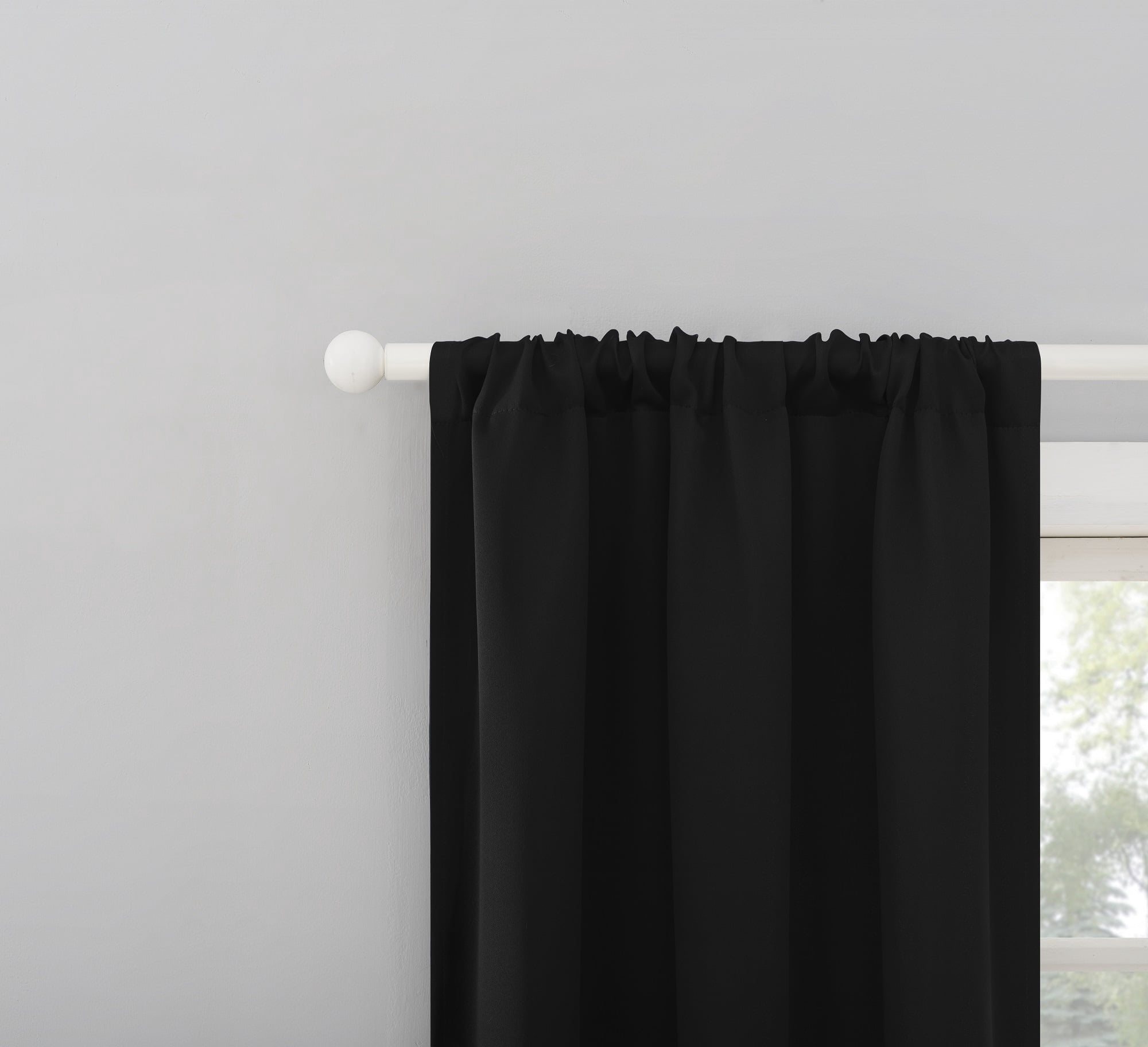 Sun Zero Randall Blackout Rod Pocket Curtain Panel, 37" x 63", Black