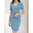 thumbnail image 2 of Vestido de oficina Allegra K Dos piezas Gris azul XS, 2 of 5