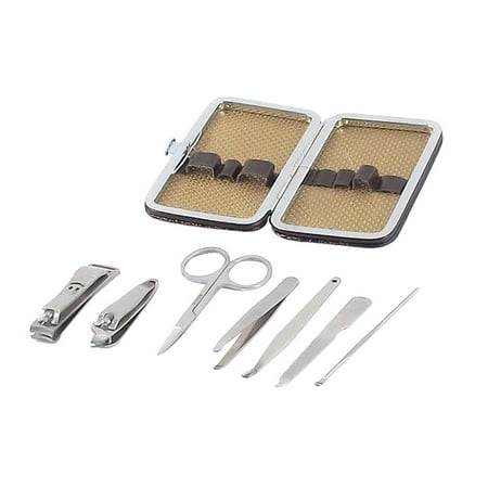 Unique Bargains 7 in 1 Manicure Pedicure Nail Clipper Grooming File Tweezer Scissors Tools Set