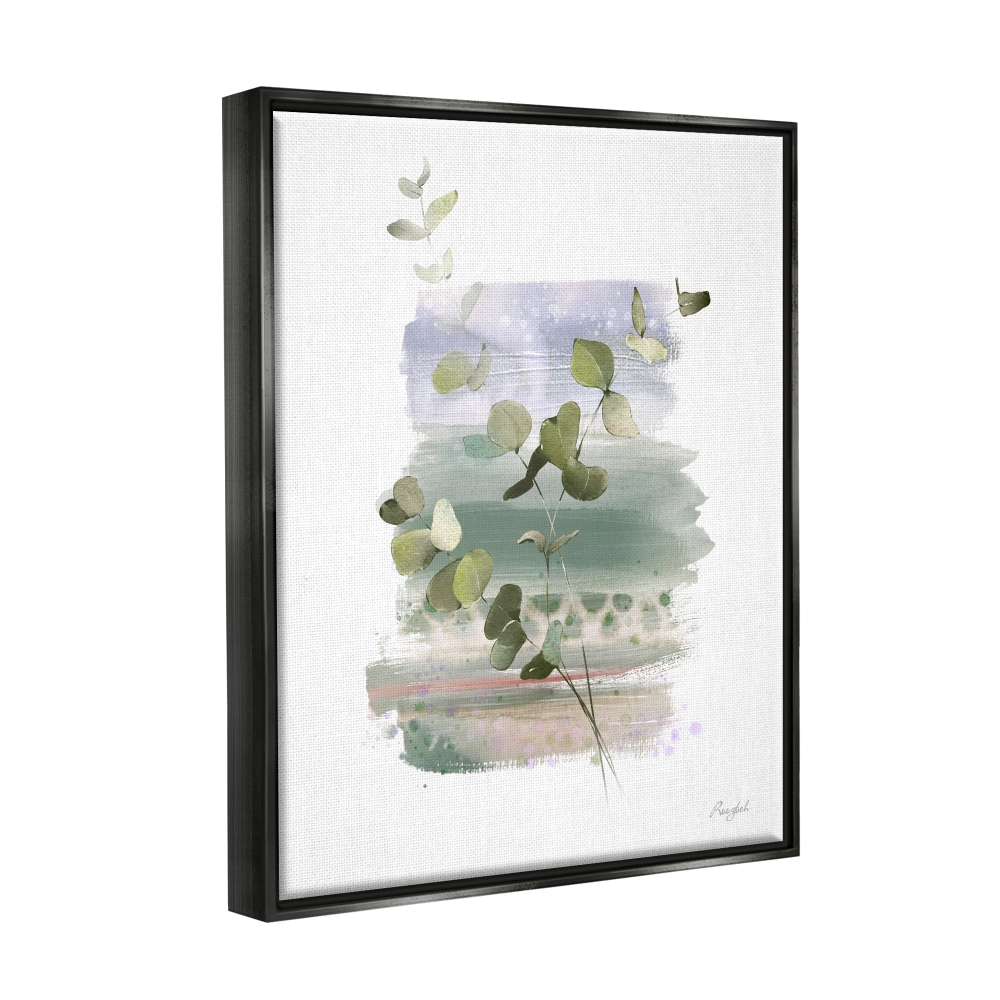 Stupell Industries Eucalyptus Herb Painting Botanical & Floral Painting Black Floater Framed Canvas Art Print Wall Art, 17 x 21