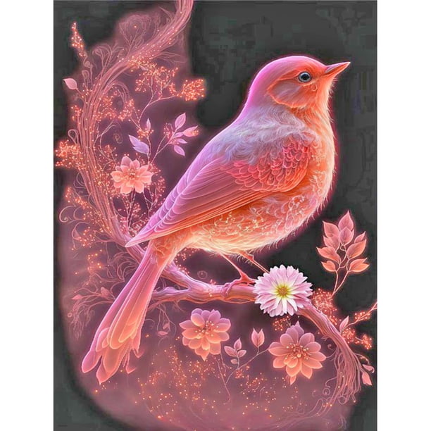 Cuadros Decorativos 5D bricolaje ronda completa taladro diamante pintura pájaro Kit arte decoración del hogar (B6099) Wdftyju de costura negro 4 estilos