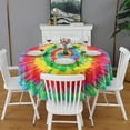 thumbnail image 2 of Rainbow Tie Dye Spiral Round Tablecloth 60"x60",Wrinkle Wipeable Table Cloth for Kitchen Dining Room Picnic Patio Party, 2 of 6