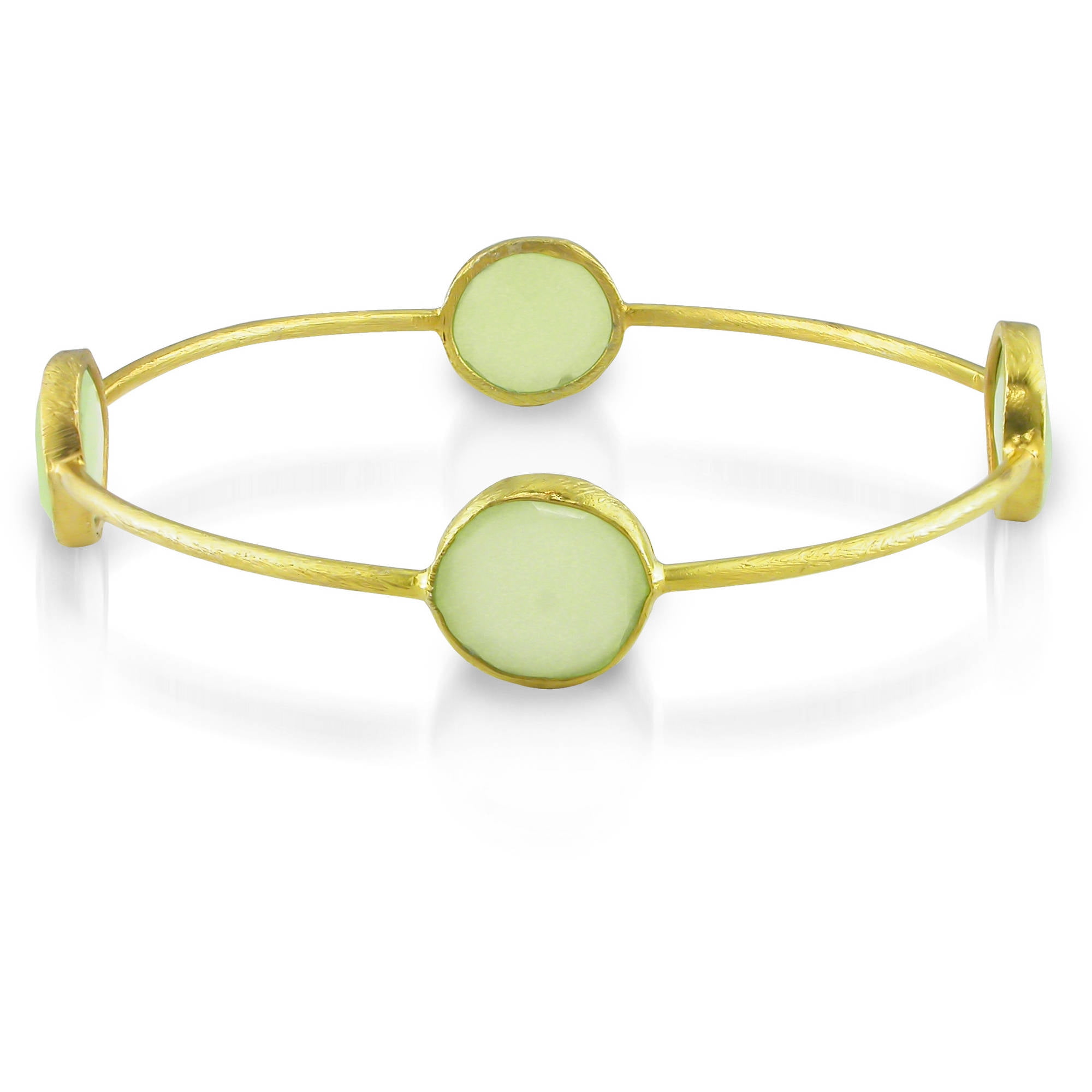 16 Carat T.G.W. Green Chalcedony Brass Bangle, 8" by Generic