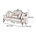 thumbnail image 4 of Paulo 85 Inch Sofa, Off White Fabric, Carved Silver Solid Wood Frame, 4 of 7