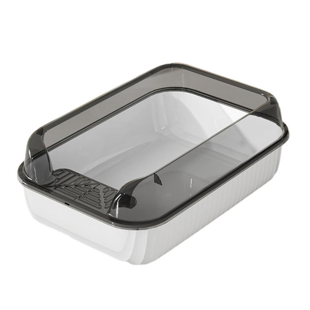 Caja de spray para gatos, abierta, resistente a las manchas, alta, semicerrada, resistente, de lados altos, antigatos Blanco